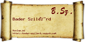 Bader Szilárd névjegykártya
